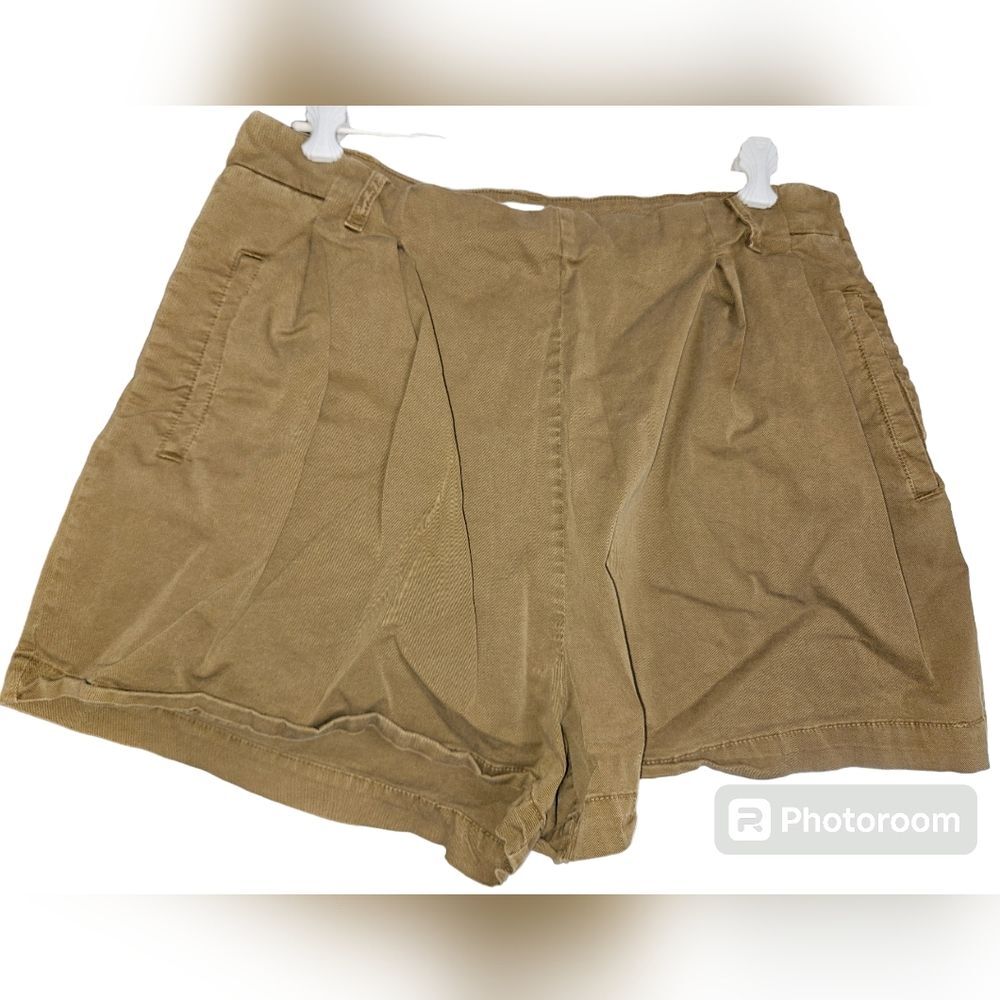 Anthropologie Anthro Khaki Paper Bag Spring Summer Waist Shorts Olive Tan 12